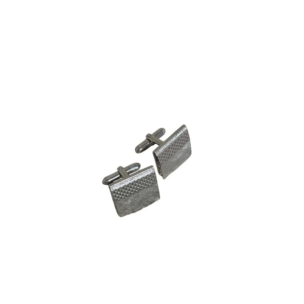 Unbranded Cufflinks Mens OS Silver Excellent Vintage Geometric Knurled Square